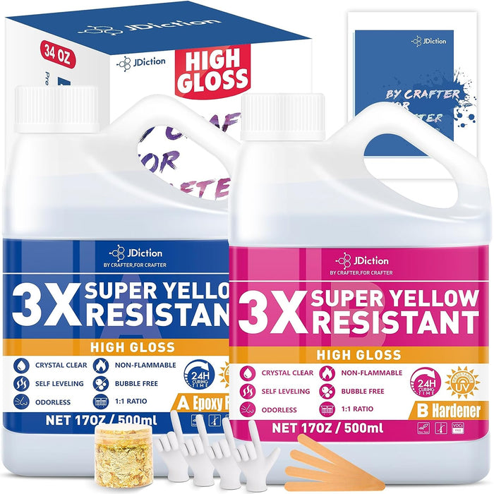 JDiction High Gloss & 3X Yellowing Resistant Epoxy Resin - 34OZ