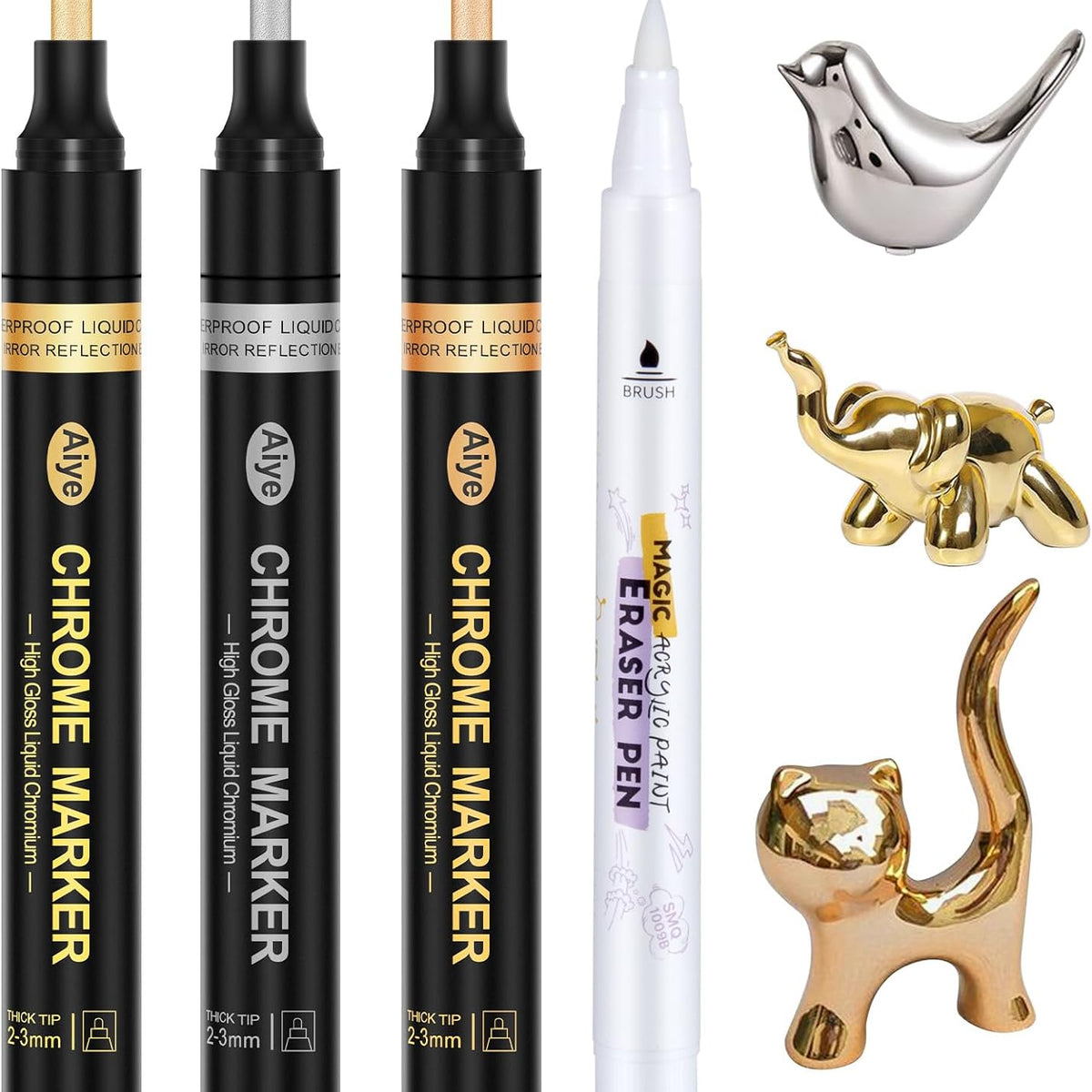 Resin Chrome Paint Pen For Metal Gold Liquid Mirror Chrome Marker