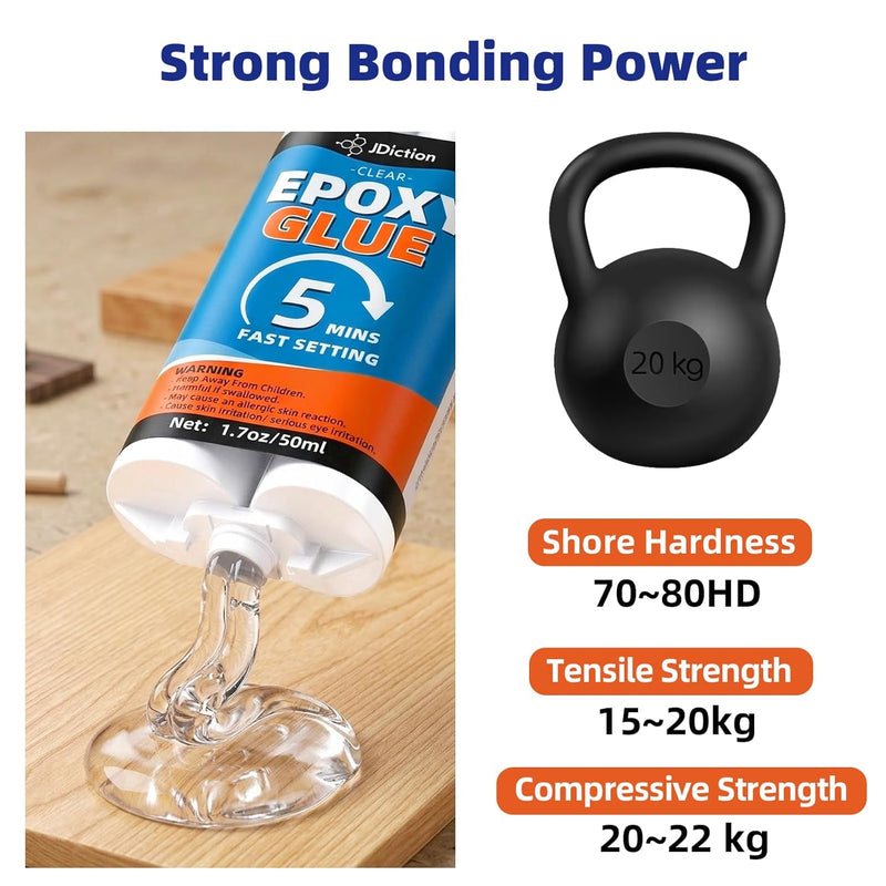 JDiciton 5 Minute Epoxy Glue for Craft Repair - 3.4oz