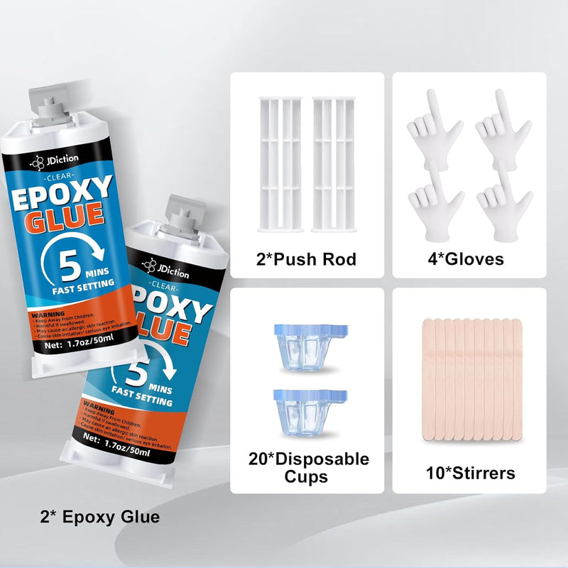 JDiciton 5 Minute Epoxy Glue for Craft Repair - 3.4oz