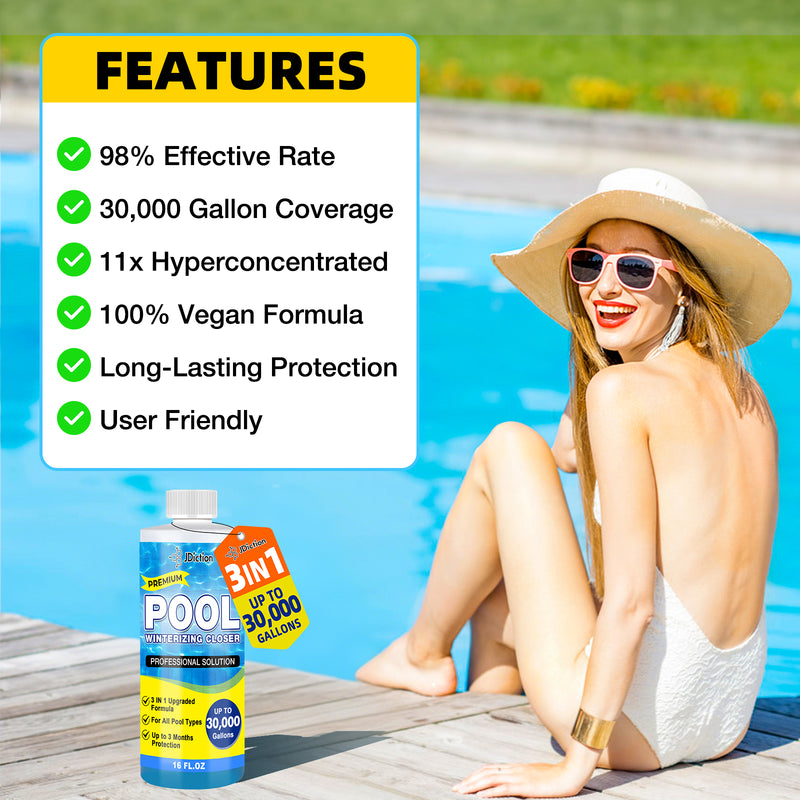 JDiction Winter Pool Closing Kit 16Oz - 3 in 1 Pool Winterizing Kit