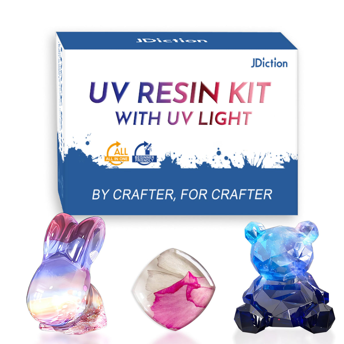 JDiction UV Resin Kit for Beginner with Resin Molds, Pigement, Mica Powder,  Glitter for Jewelry Earring Keychain Necklace Making 