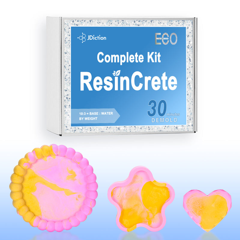 JDiction ResinCrete Trinket Tray Starter Kit - 17 PCS Eco-Friendly Casting Kit