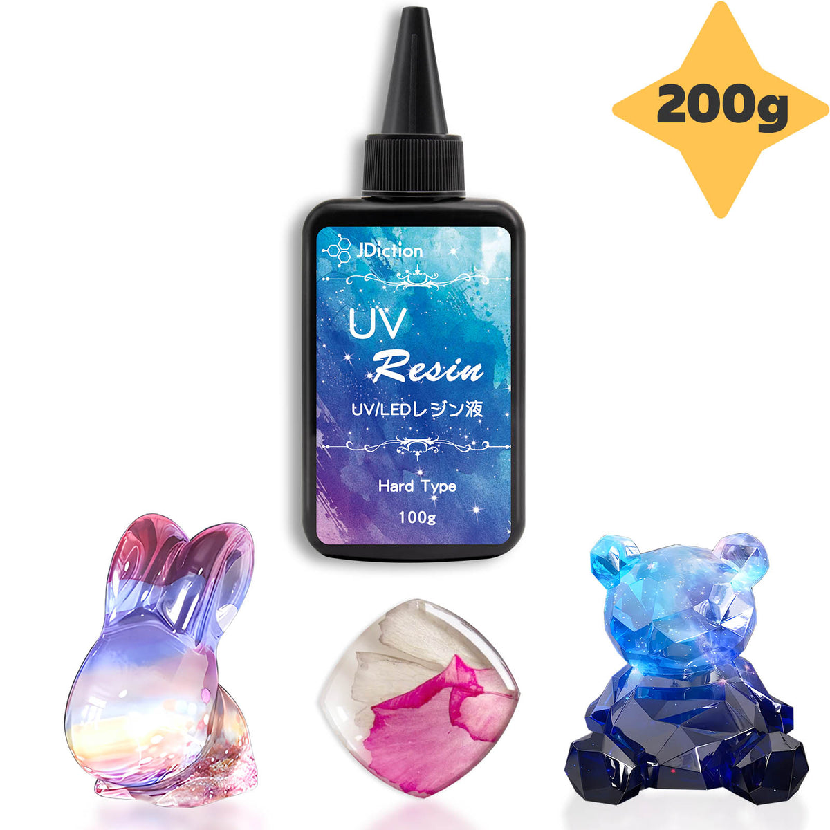 JDiction UV Resin, Upgrade 300g High Viscosity Hard UV Resin with Crystal Clear Resin Kit for Doming, Sealing, Coating, and Casting