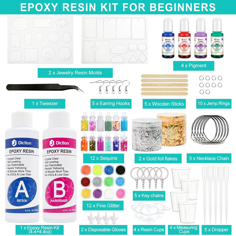JDiction Epoxy Resin Kit for Beginners - 8Oz