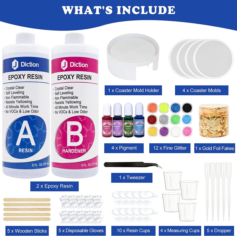 JDiction Epoxy Resin Kit for Beginners - 16OZ