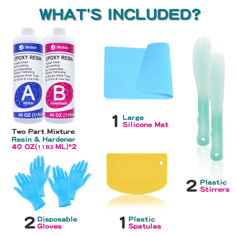 JDiction High Gloss Epoxy Resin - 80OZ Crystal Clear 1:1 Mix Resin