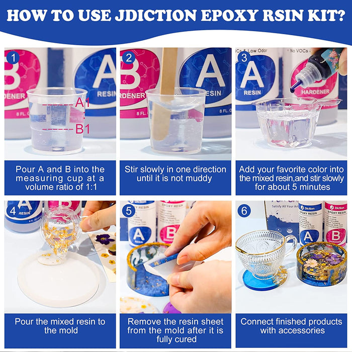 JDiction Epoxy Resin Kit for Beginners - 16OZ