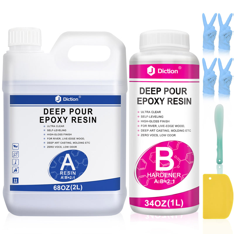 JDiction Crystal Clear Deep Pour Epoxy Resin - ¾ Gallon - 2:1 Mix Ratio